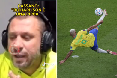 Richarlison gol clamoroso ai Mondiali 2022 in Qatar. La ‘profezia’ di Cassano: “E’ una pippa e…”