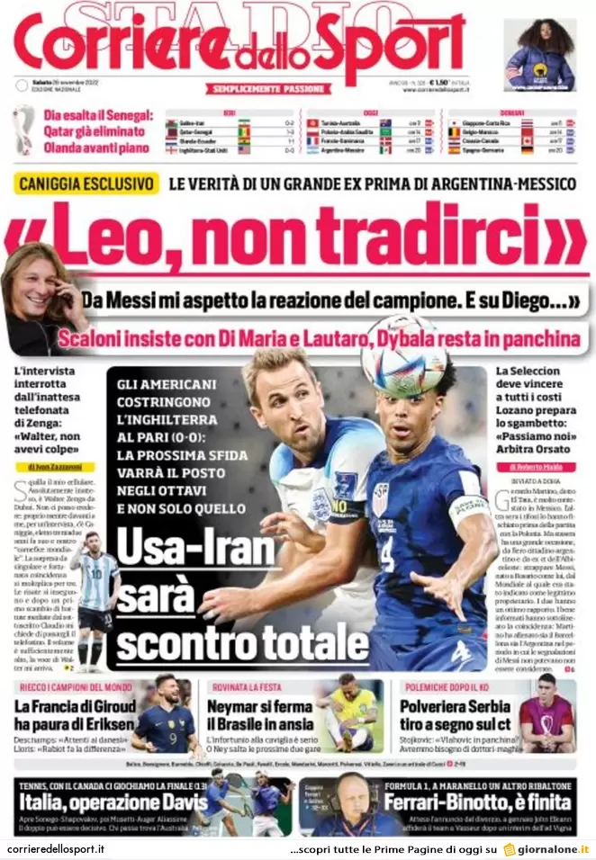 Prime pagine giornali 26 novembre 2022. Migranti e gas, l’Italia resta da sola