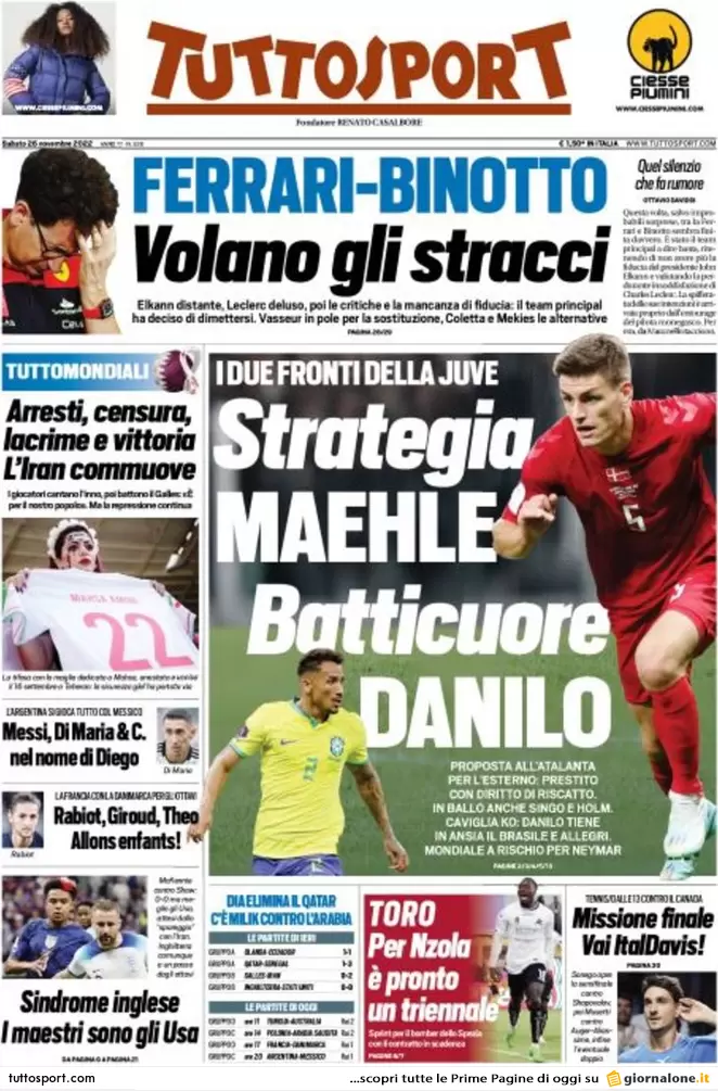 Prime pagine giornali 26 novembre 2022. Migranti e gas, l’Italia resta da sola