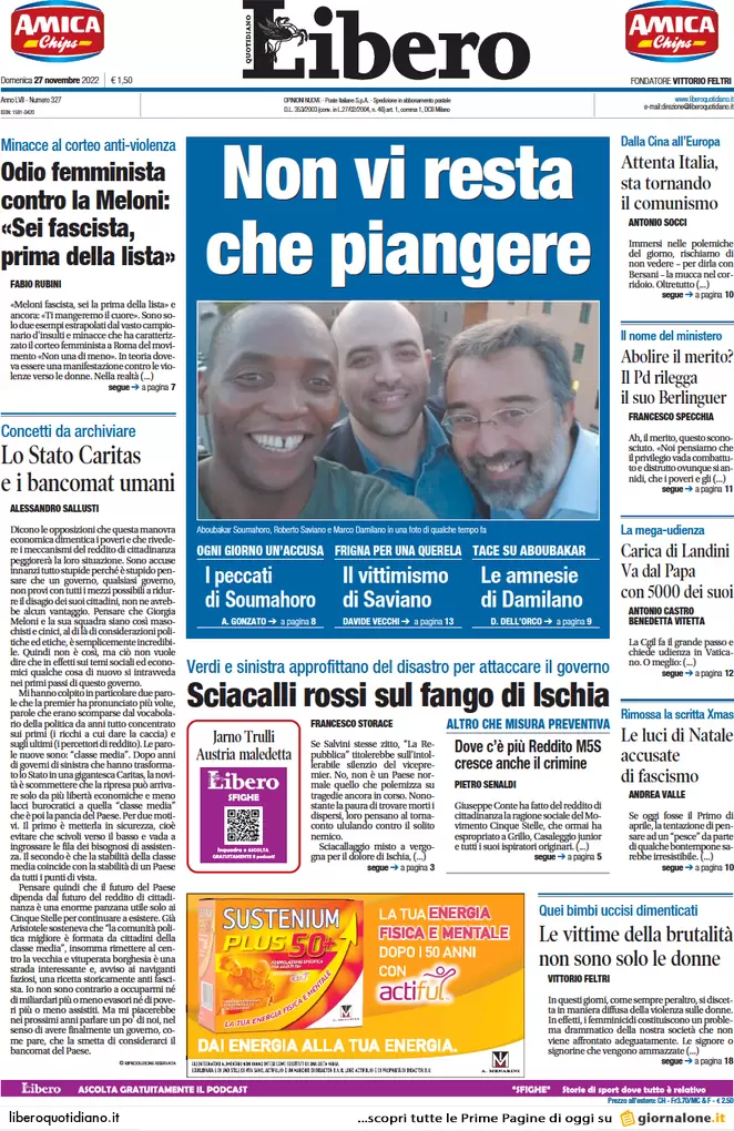 Prime pagine giornali 27 novembre 2022. Tragedia Ischia e tagli alle scuole