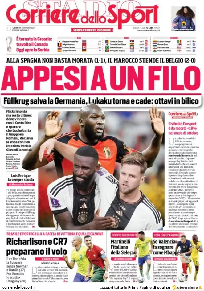 Prime pagine giornali 28 novembre 2022. Il mondo scolastico secondo Valditara Prime pagine giornali 28 novembre 2022. Il mondo scolastico secondo Valditara