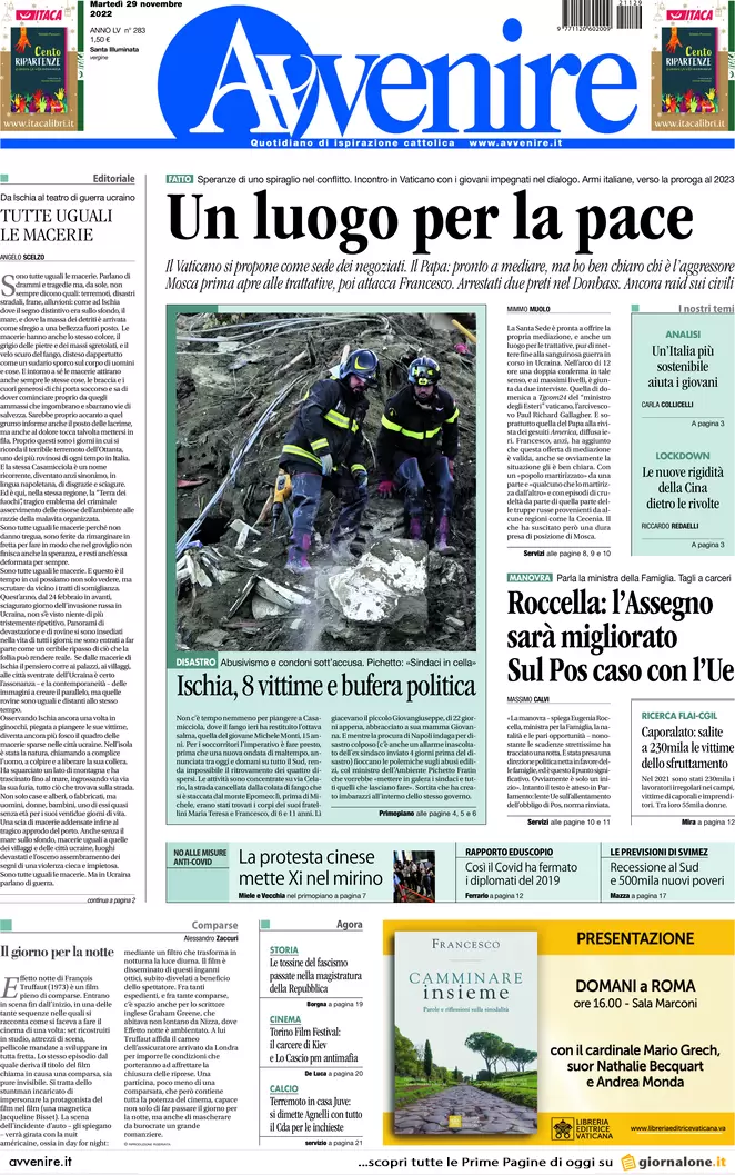 Prime pagine giornali 29 novembre 2022. Governo, scontro con l’Ue sul Pos Prime pagine giornali 29 novembre 2022. Governo, scontro con l’Ue sul Pos