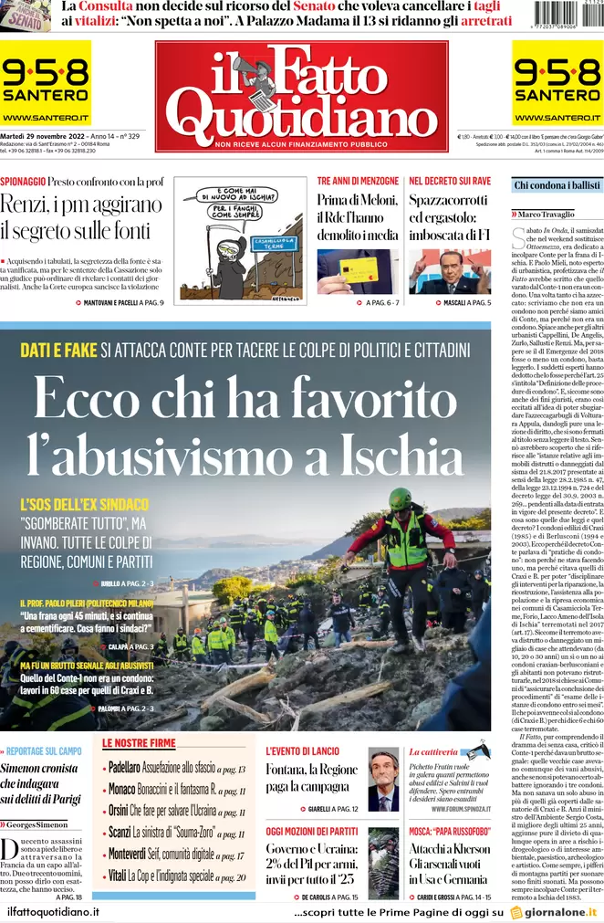 Prime pagine giornali 29 novembre 2022. Governo, scontro con l’Ue sul Pos Prime pagine giornali 29 novembre 2022. Governo, scontro con l’Ue sul Pos