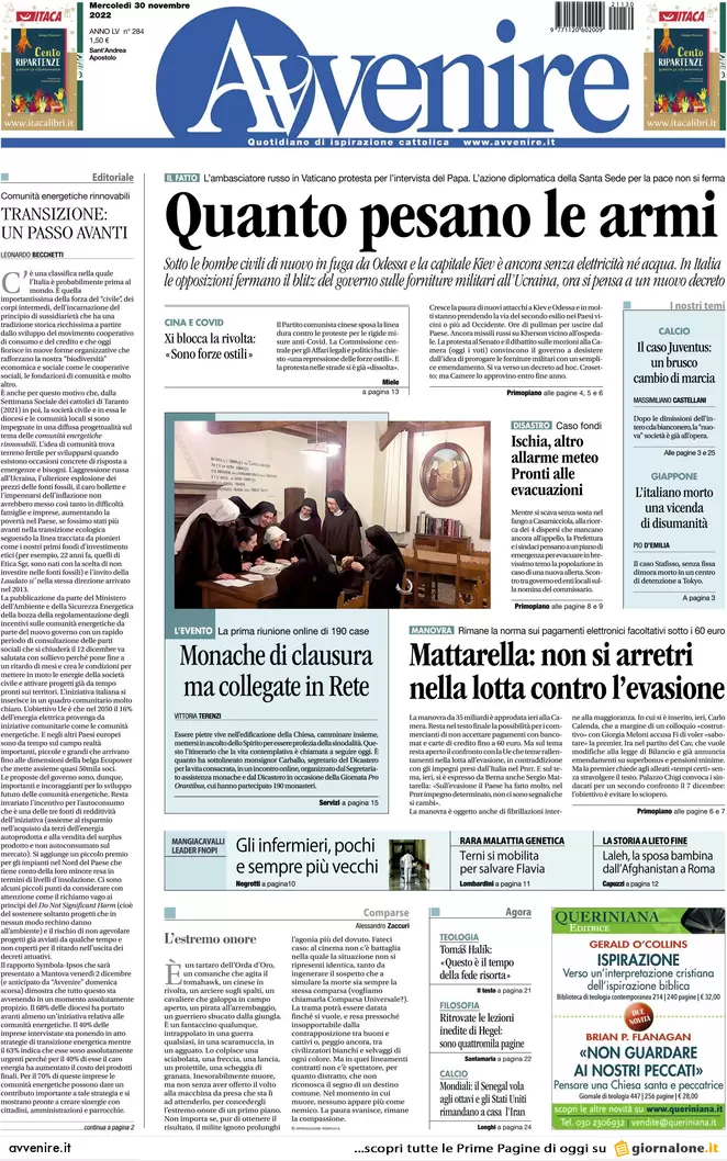 Prime pagine giornali 30 novembre 2022. Saremo costretti alla Sanità privata