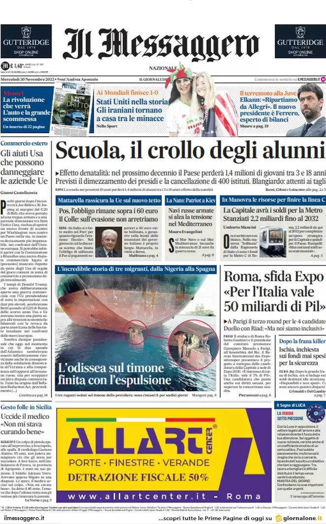 Prime pagine giornali 30 novembre 2022. Saremo costretti alla Sanità privata