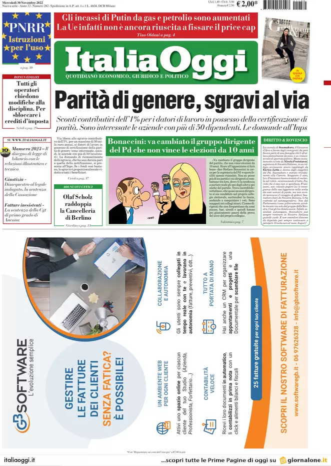 Prime pagine giornali economici 30 novembre. Pensioni, stop alle rivalutazioni Prime pagine giornali economici 30 novembre. Pensioni, stop alle rivalutazioni