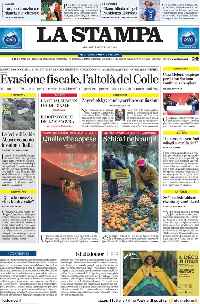 Prime pagine giornali 30 novembre 2022. Saremo costretti alla Sanità privata