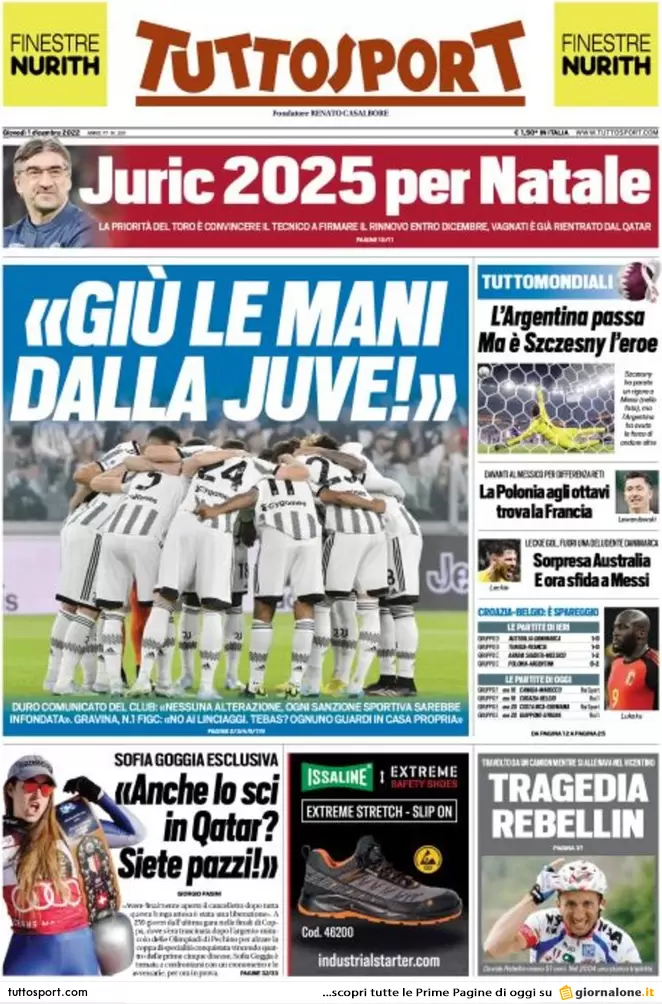 Prime pagine giornali 1 dicembre 2022. La cooperativa dei Soumahoro è falsa Prime pagine giornali 1 dicembre 2022. La cooperativa dei Soumahoro è falsa