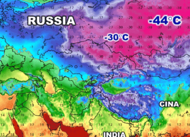 Meteo, freddissimo (-44 gradi) in Siberia diretto verso l’Italia!