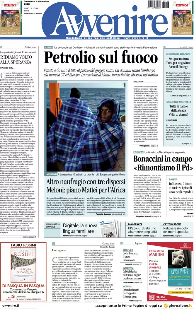 Prime pagine giornali 4 dicembre 2022. Nuovo Pnrr e il piano sulla sicurezza