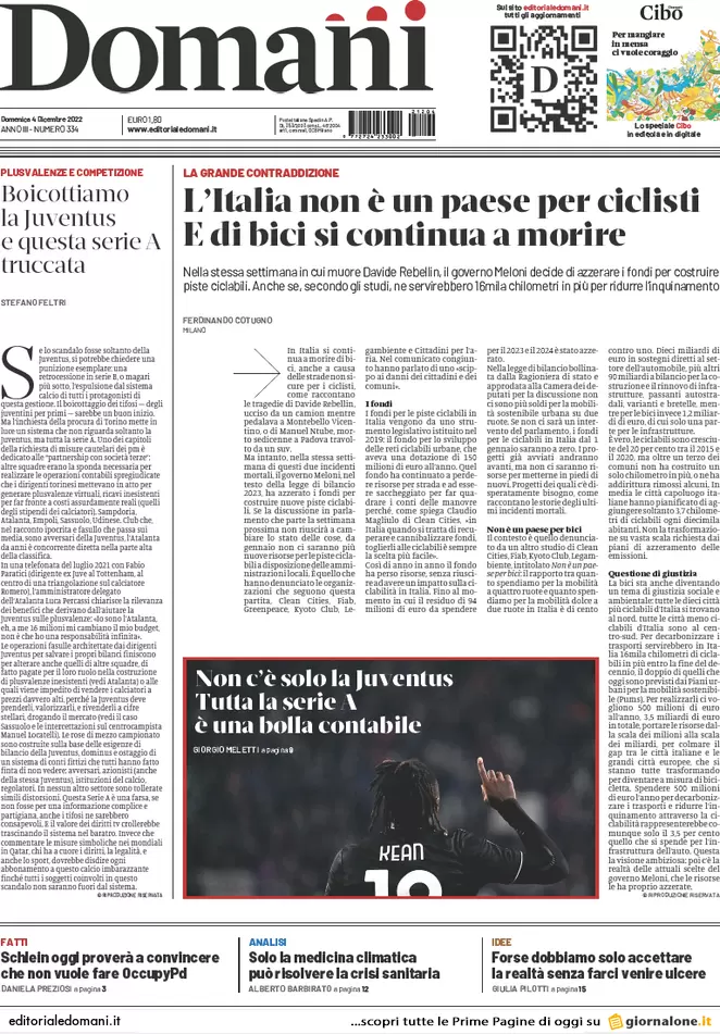 Prime pagine giornali 4 dicembre 2022. Nuovo Pnrr e il piano sulla sicurezza