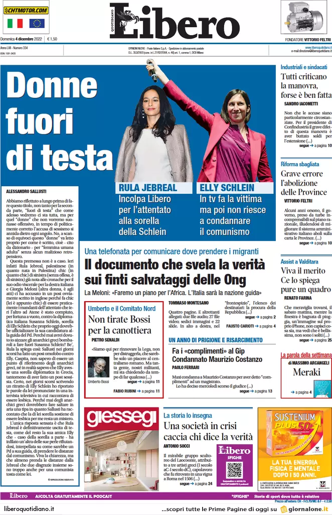 Prime pagine giornali 4 dicembre 2022. Nuovo Pnrr e il piano sulla sicurezza