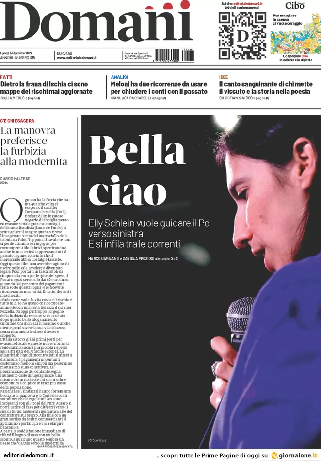 Prime pagine giornali 5 dicembre 2022. La destra vuole rimettere le Province