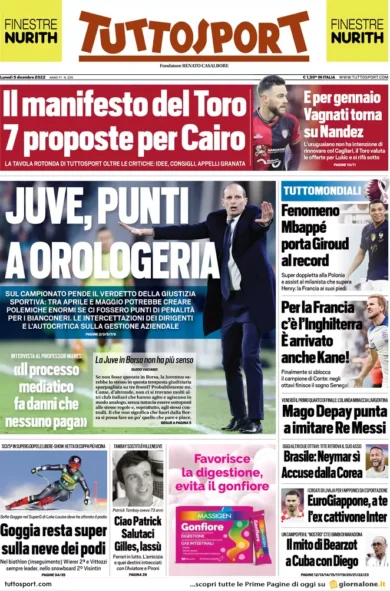 Prime pagine giornali 5 dicembre 2022. La destra vuole rimettere le Province