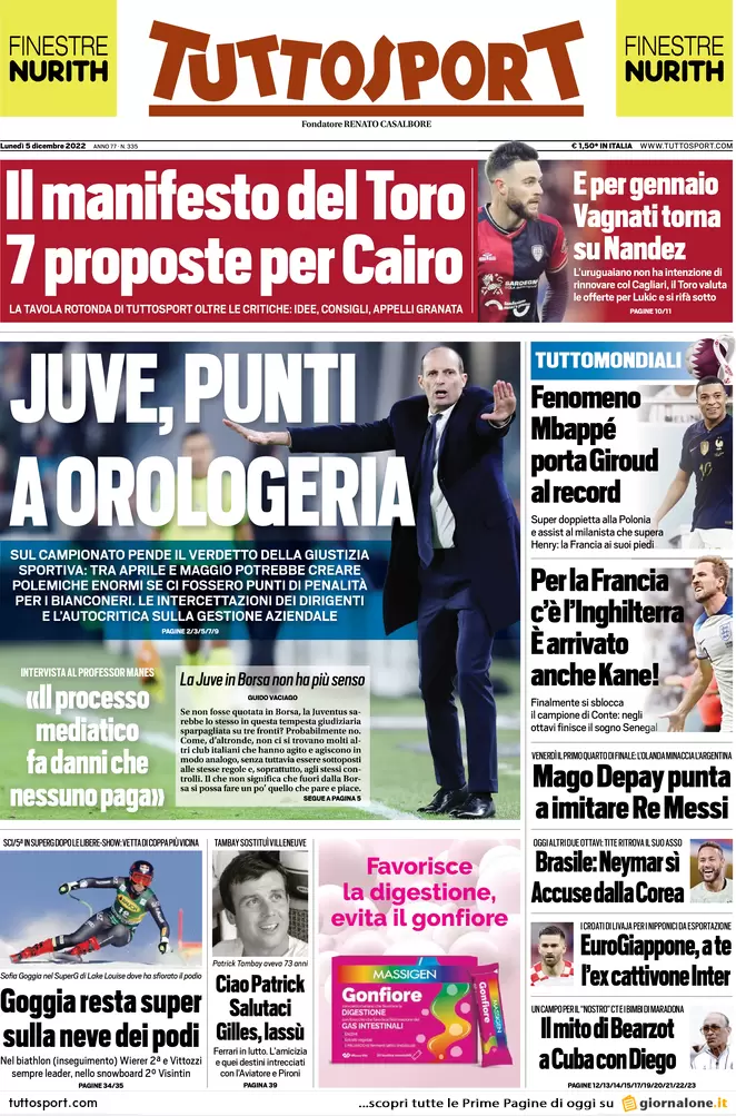 Prime pagine giornali 5 dicembre 2022. La destra vuole rimettere le Province Prime pagine giornali 5 dicembre 2022. La destra vuole rimettere le Province