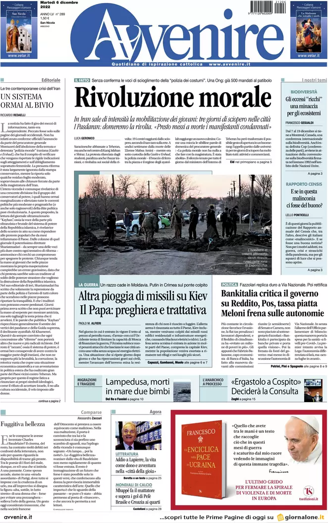 Prime pagine giornali 6 dicembre 2022. Manovra, il gelo di Bankitalia sul Pos Prime pagine giornali 6 dicembre 2022. Manovra, il gelo di Bankitalia sul Pos