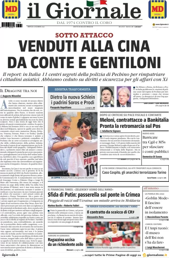 Prime pagine giornali 6 dicembre 2022. Manovra, il gelo di Bankitalia sul Pos Prime pagine giornali 6 dicembre 2022. Manovra, il gelo di Bankitalia sul Pos