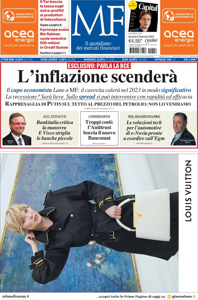 Prime pagine giornali economici 6 dicembre. Banche, prestiti in calo dell’1,8% Prime pagine giornali economici 6 dicembre. Banche, prestiti in calo dell’1,8%