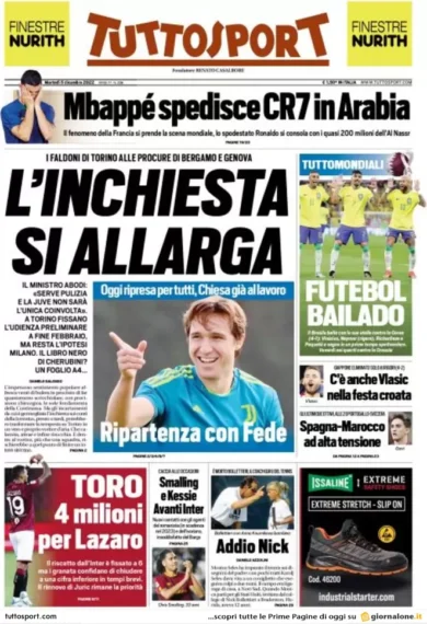 Prime pagine giornali 6 dicembre 2022. Manovra, il gelo di Bankitalia sul Pos
