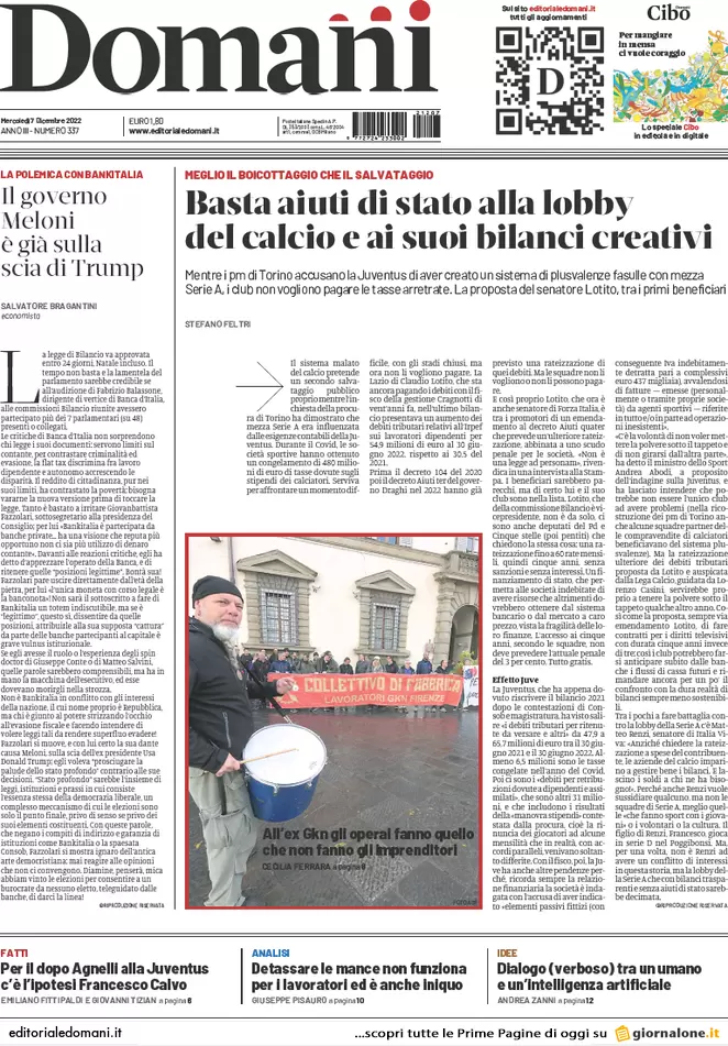 Prime pagine giornali 7 dicembre 2022. Giustizia, Nordio stoppa le toghe rosse