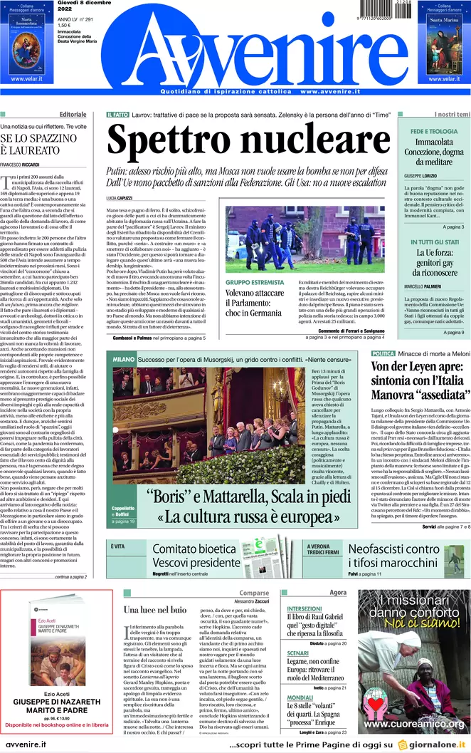 Prime pagine giornali 8 dicembre 2022. Pnrr, il patto con l’Ue sulle modifiche Prime pagine giornali 8 dicembre 2022. Pnrr, il patto con l’Ue sulle modifiche