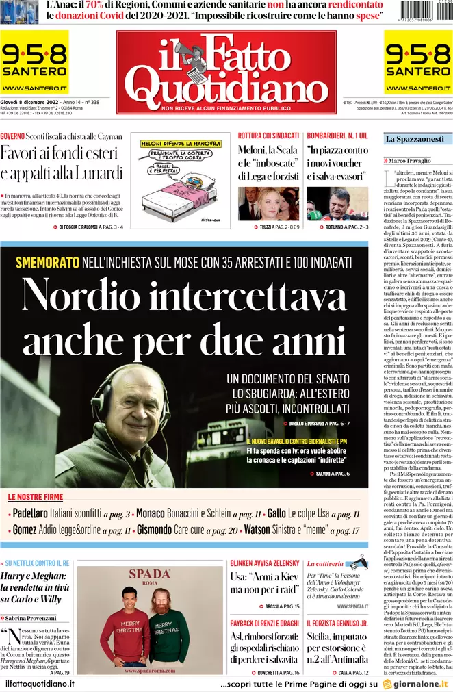 Prime pagine giornali 8 dicembre 2022. Pnrr, il patto con l’Ue sulle modifiche Prime pagine giornali 8 dicembre 2022. Pnrr, il patto con l’Ue sulle modifiche