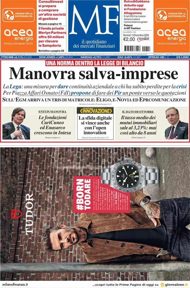 Prime pagine giornali economici 13 dicembre. Superbonus al 110% fino a gennaio