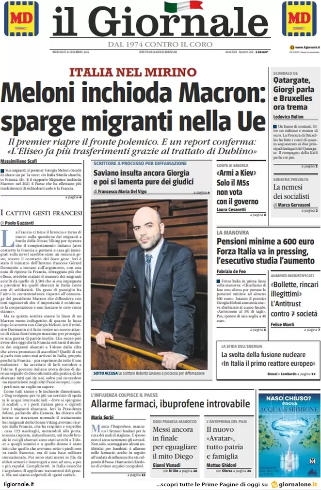 Prime pagine giornali 14 dicembre 2022. Prezzo tetto del gas Ue: fumata nera Prime pagine giornali 14 dicembre 2022. Prezzo tetto del gas Ue: fumata nera