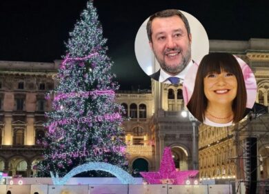 Milano, Salvini contro l’Albero di Natale dell’Estetista Cinica
