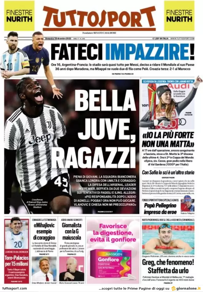Prime pagine giornali 18 dicembre 2022. I soldi del Qatar e i costi di Lagarde