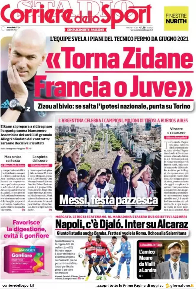 Prime pagine giornali 21 dicembre 2022. Bossi rischia di sfasciare la Lega