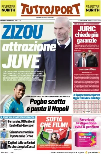 Prime pagine giornali 21 dicembre 2022. Bossi rischia di sfasciare la Lega