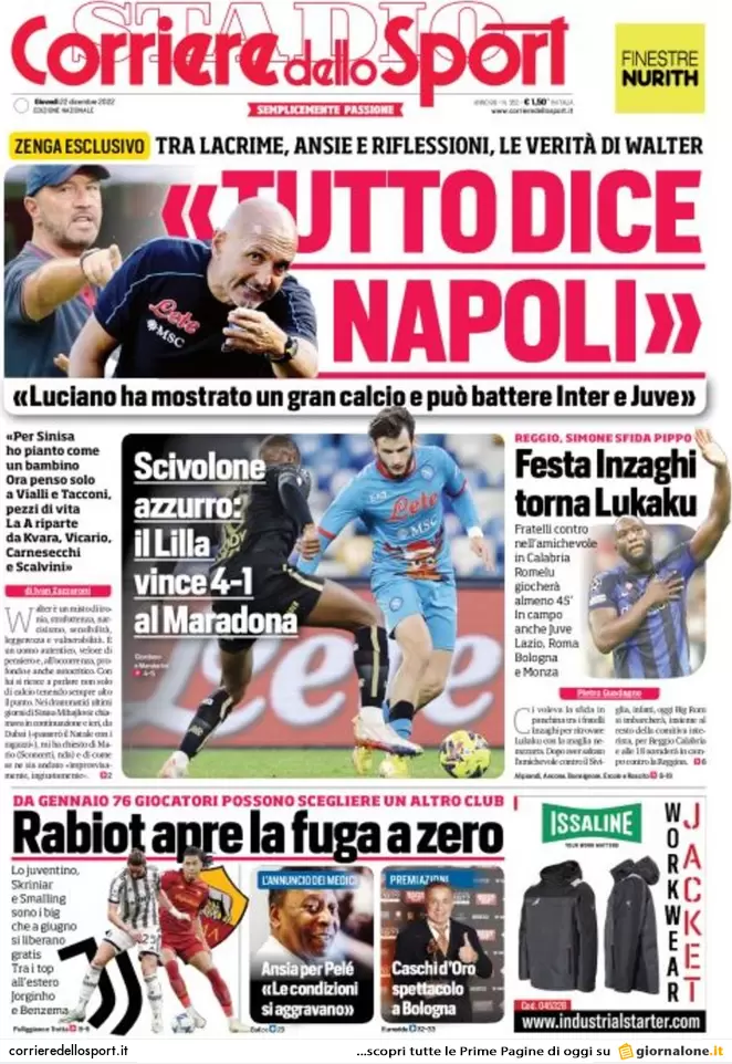Prime pagine giornali 22 dicembre 2022. Via il Rdc se non vuoi cambiare città Prime pagine giornali 22 dicembre 2022. Via il Rdc se non vuoi cambiare città