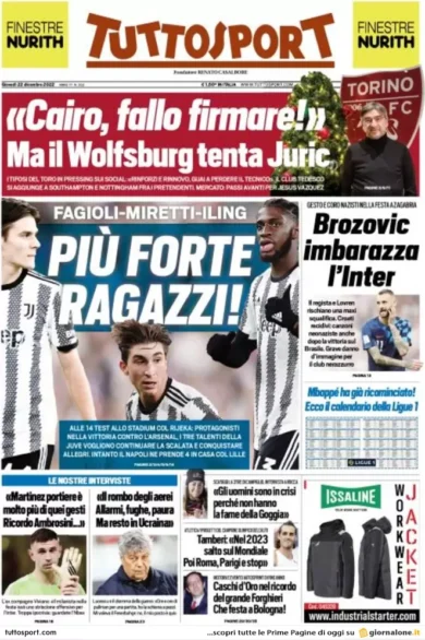Prime pagine giornali 22 dicembre 2022. Via il Rdc se non vuoi cambiare città