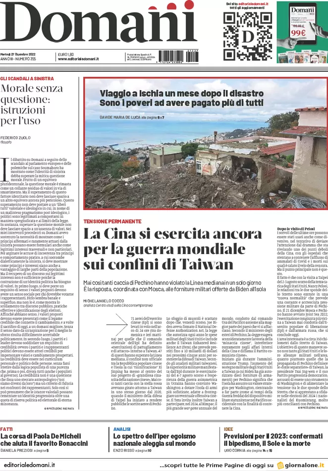 Prime pagine giornali 27 dicembre 2022. Sicurezza, il piano svuota carceri