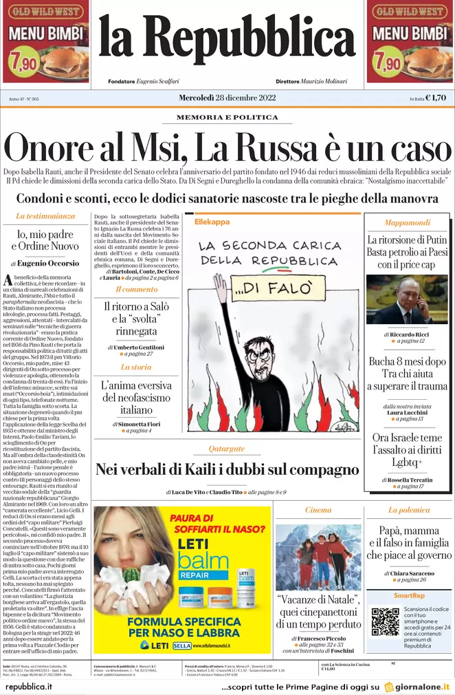 Prime pagine giornali 28 dicembre 2022. Sanità italiana in agonia: fuga medici Prime pagine giornali 28 dicembre 2022. Sanità italiana in agonia: fuga medici