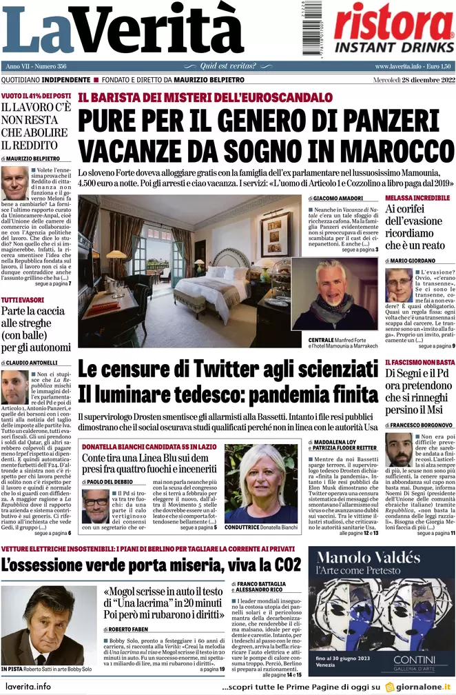 Prime pagine giornali 28 dicembre 2022. Sanità italiana in agonia: fuga medici Prime pagine giornali 28 dicembre 2022. Sanità italiana in agonia: fuga medici