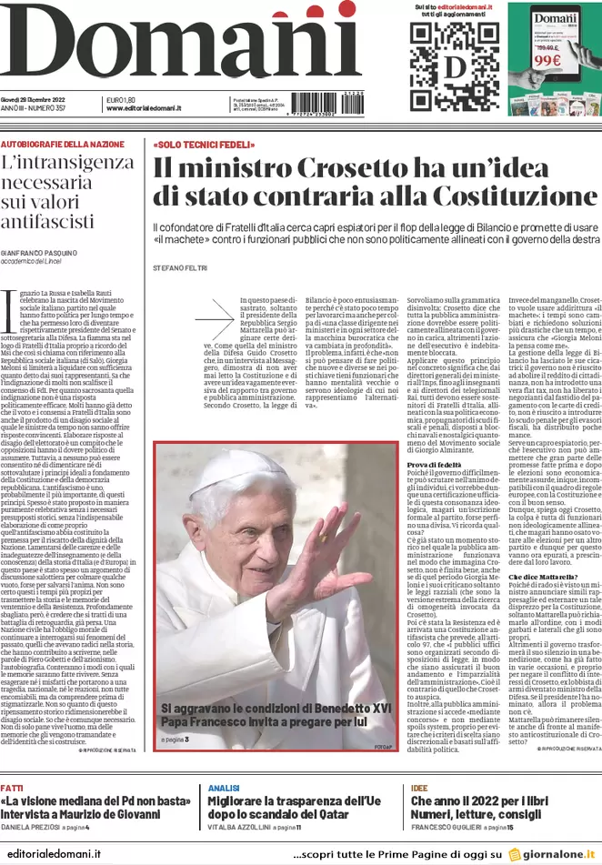 Prime pagine giornali 29 dicembre 2022. Multe e sequestri, la lotta alle Ong