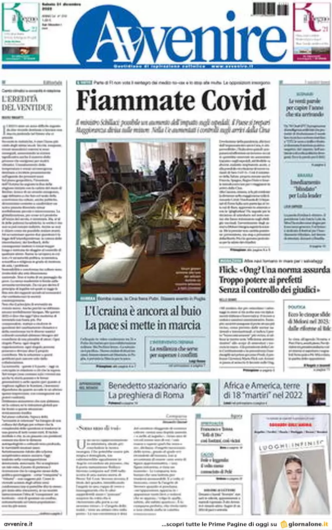 Prime pagine giornali 31 dicembre 2022. Allarme Covid e rincari in autostrada
