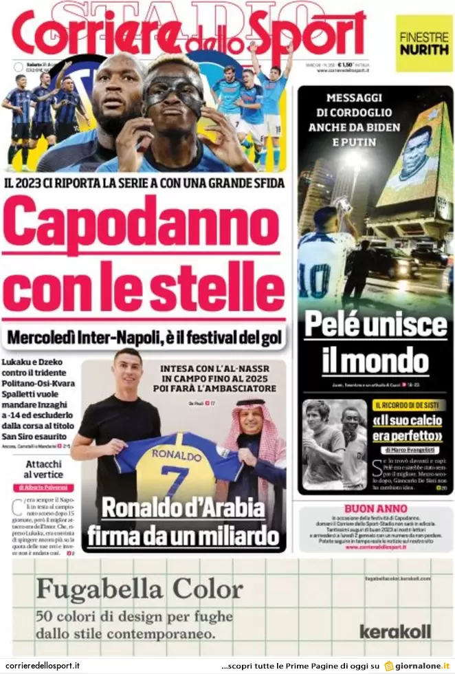 Prime pagine giornali 31 dicembre 2022. Allarme Covid e rincari in autostrada