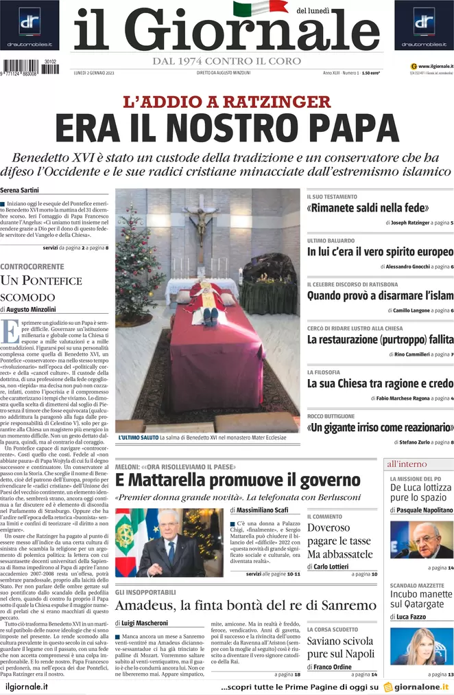 Prime pagine giornali 2 gennaio 2023. Mattarella, richiamo su riforme e fisco Prime pagine giornali 2 gennaio 2023. Mattarella, richiamo su riforme e fisco