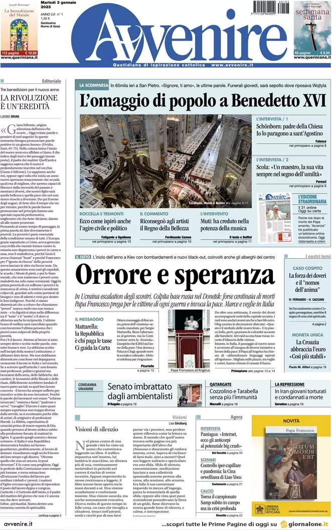 Prime pagine giornali 3 gennaio 2023. Qatar-gate, nuovi indagati a Bruxelles