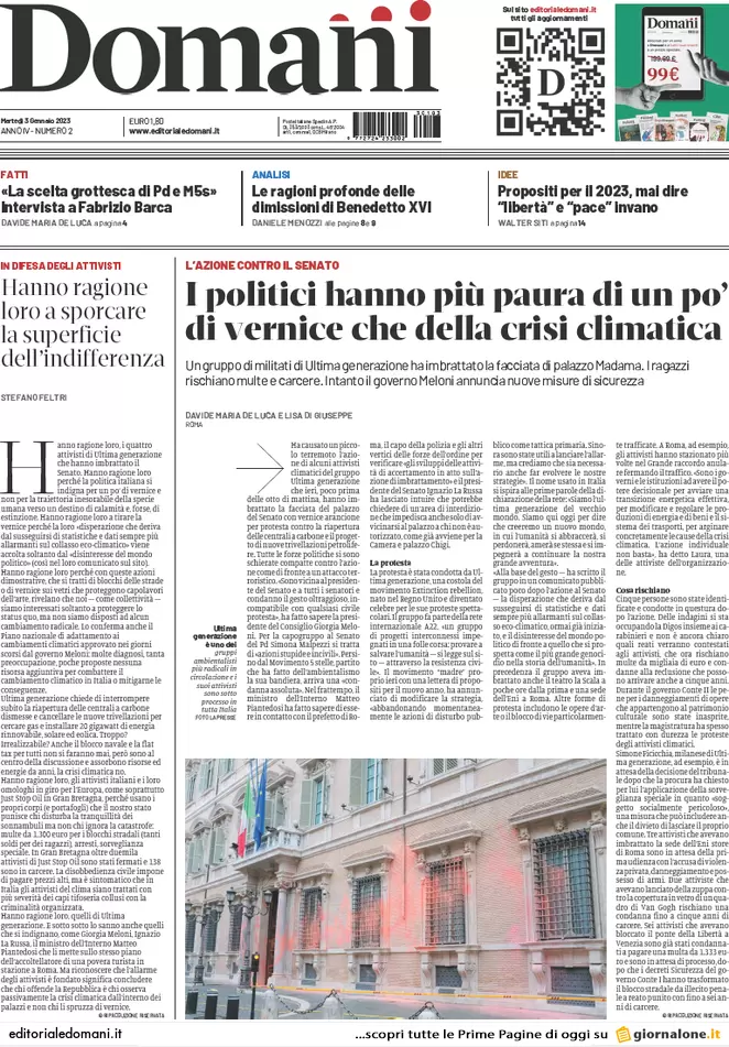 Prime pagine giornali 3 gennaio 2023. Qatar-gate, nuovi indagati a Bruxelles
