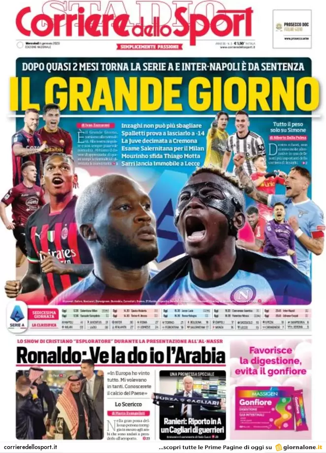Prime pagine giornali 4 gennaio 2023. Test Covid, scontro tra Cina e Europa