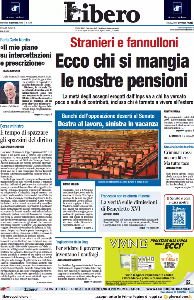 Prime pagine giornali 4 gennaio 2023. Test Covid, scontro tra Cina e Europa