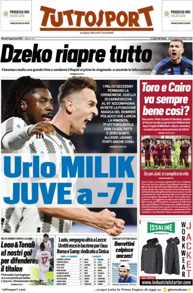 Prime pagine giornali 5 gennaio 2023. Covid, tamponi a chi vola dalla Cina Prime pagine giornali 5 gennaio 2023. Covid, tamponi a chi vola dalla Cina