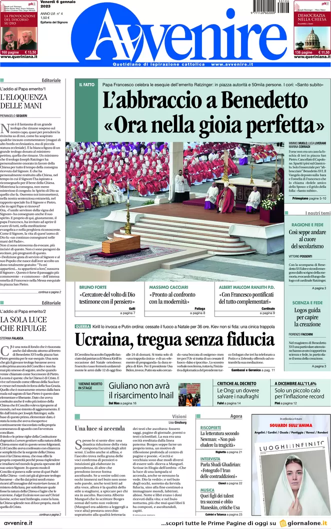 Prime pagine giornali 6 gennaio 2023. Guerra, la tregua truffa della Russia