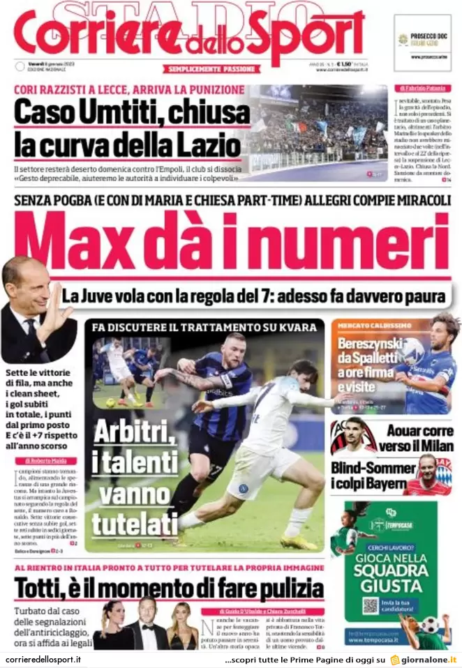 Prime pagine giornali 7 gennaio 2023. Scudo italiano a Kiev e ira Bergoglio