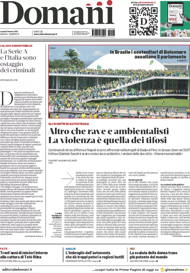 Prime pagine giornali 9 gennaio 2023. Armi all’Ucraina, i tempi si allungano