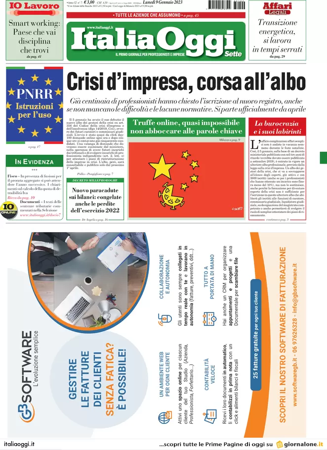 Prime pagine giornali economici 9 gennaio. Assegno Unico, il nodo dell’Isee